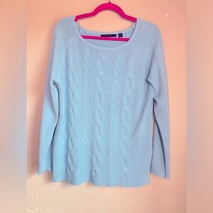 Cyrus Pastel Powder Blue Crewneck Cable Knit Sweater L